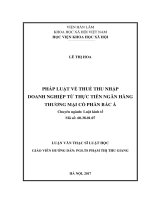 Pháp luật về thuế thu nhập doanh nghiệp từ thực tiễn Ngân hàng Thương mại cổ phần Bắc Á (Luận văn thạc sĩ)