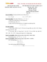 de thi kscl dau nam lop 10 mon toan truong thpt nguyen van cu bac ninh nam 2014 2015