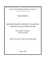 Biến đổi tập quán cưới xin của người tày ở huyện cao lộc, tỉnh lạng sơn (tt) 