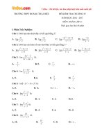 de kiem tra 1 tiet hk2 mon toan lop 11 truong thpt hoang thai hieu vinh long nam hoc 2016 2017