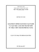 Giải pháp chính sách đào tạo nghề và tạo việc làm cho thanh niên từ thực tiễn thành phố đà nẵng 