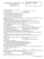 de thi hoc ki 1 mon sinh hoc lop 11 truong thpt thong nhat a nam 2015 2016