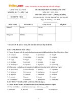 de thi chon hoc sinh gioi cap tinh mon tieng anh lop 12 chuyen so gd dt bac ninh nam hoc 2015 2016