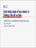 Bài giảng 17. Giới thiệu kinh tế học hành vi:Những vấn đề cơ bản