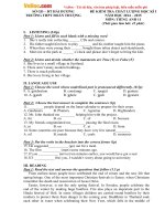 de thi hoc ki 1 mon tieng anh lop 11 truong thpt doan thuong hai duong nam 2014 2015