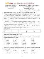 de thi chon hoc sinh gioi mon tieng anh lop 9 truong thcs dan hoa ha noi nam hoc 2014 2015 vong 2