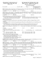 de thi hoc ki 1 mon vat ly lop 10 truong thpt luong the vinh gia lai nam 2015 2016