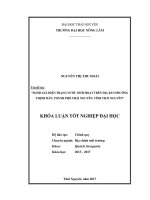 Đánh giá hiện trạng nước sinh hoạt trên địa bàn phường Thịnh Đán, thành phố Thái Nguyên, tỉnh Thái Nguyên.