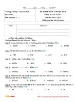 de thi hoc ki 2 mon Toan lop 5 truong TH khanh binh nam 2016 2017