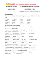 de thi chon hoc sinh gioi cap truong mon tieng anh lop 7 huyen yen dinh thanh hoa nam hoc 2014 2015