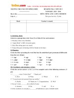 de kiem tra 1 tiet so 3 mon tieng anh lop 6 thi diem truong thcs nguyen dinh chieu hai phong nam hoc 2015 2016