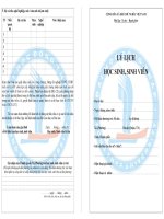 Biểu mẫu - Phòng Công Tác Sinh viên - Trường Đại Học Đồng Tháp Lý lịch Sinh viên