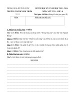 de kiem tra hoc ki 1 mon ngu van lop 8 nam 2015 2016 truong thcs bai thom