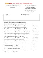 de kiem tra 1 tiet so 3 mon tieng anh lop 6 truong thcs le ngoc han nam hoc 2015 2016