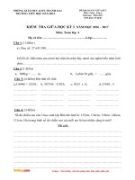 de thi giua hoc ki 1 mon Toan lop 4 truong tieu hoc Dan hoa nam hoc 2016 2017