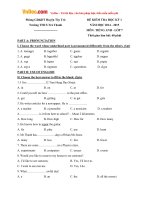 de kiem tra hoc ky 1 mon tieng anh lop 7 truong thcs tra thanh quang ngai nam hoc 2014 2015