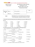 de thi khao sat hoc sinh gioi mon tieng anh lop 7 tp bac giang nam hoc 2014 2015