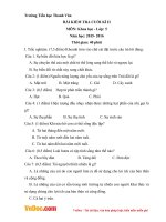 de thi hki2 mon khoa hoc lop 5 truong tieu hoc thanh van