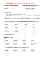 de thi chon hoc sinh gioi cap truong mon tieng anh lop 7 truong thcs le hong phong nam hoc 2014 2015