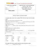 de kiem tra 1 tiet so 4 mon tieng anh lop 6 thi diem truong thcs van dien ha noi nam hoc 2015 2016