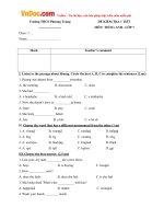 de kiem tra 1 tiet mon tieng anh lop 7 truong thcs phuong trung thanh oai