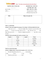 de kiem tra 1 tiet so 3 mon tieng anh lop 6 truong thcs thi tran di lang quang ngai nam hoc 2015 2016