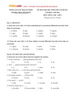 de thi chon hoc sinh gioi cap huyen mon tieng anh lop 8 truong thcs thanh my thanh hoa nam hoc 2015 2016