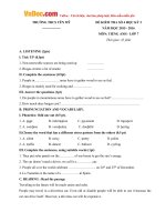 de kiem tra so 4 hoc ky 2 mon tieng anh lop 7 truong thcs yen my nam hoc 2015 2016