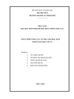 PHÁT TRIỂN NĂNG LỰC TỰ HỌC CHO HỌC SINH TRONG DẠY HỌC VẬT LÝ