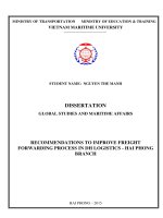 Recommendations to improve freight forwarding process in DH logistiics   hai phong branch 