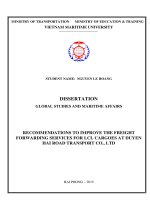 RECOMMENDATIONS TO IMPROVE THE FREIGHT FORWARDING SERVICES FOR LCL CARGOES AT DUYEN HAI ROAD TRANSPORT CO ,LTD 