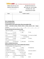 de kiem tra hoc ky 1 mon tieng anh lop 6 thi diem truong thcs duong xa ha noi nam hoc 2014 2015 de so 2