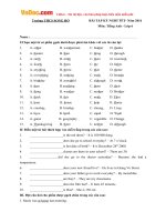 bai tap ky nghi tet mon tieng anh lop 6 truong thcs song ho bac ninh nam 2016
