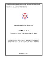 Suggestions to improve the procedures of recruitment  training for seamen at VINIC 