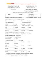 de thi hoc ky 1 mon tieng anh lop 8 truong thcs nguyen van tu ben tre nam hoc 2015 2016