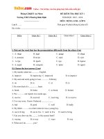 de kiem tra hoc ky 1 mon tieng anh lop 8 truong thcs phuong binh dinh an nhon nam hoc 2015 2016