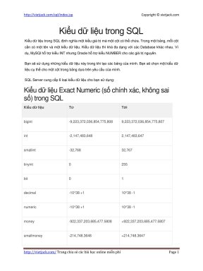 kieu du lieu trong sql