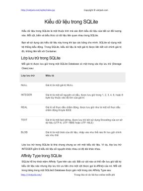 kieu du lieu trong sqlite