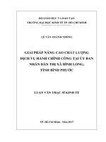Giải pháp nâng cao chất lượng dịch vụ hành chính công tại UBND thị xã bình long, tỉnh bình phước 