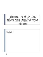 Thuyết trình biến động chu kỳ của cung tiền tín dụng, lãi suất và thị trường chứng khoán việt nam 