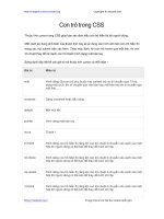 Thuộc tính cursor trong CSS | Xác định kiểu con trỏ trong CSS PDF con tro trong css