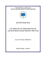 Các nhân tố tác động đến nợ xấu tại ngân hàng ngoại thương việt nam 
