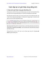 cach dap lai loi gioi thieu trong tieng anh