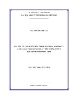 Các yếu tố ảnh hưởng đến ý định tham gia nghiên cứu lâm sàng của bệnh nhân có bệnh đái tháo đường tuýp 2 tại thành phố hồ chí minh 