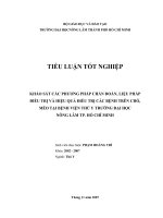 KHẢO SÁT CÁC PHƯƠNG PHÁP CHẨN ĐOÁN, LIỆU PHÁP ĐIỀU TRỊ VÀ HIỆU QUẢ ĐIỀU TRỊ CÁC BỆNH TRÊN CHÓ, MÈO TẠI BỆNH VIỆN THÚ Y TRƯỜNG ĐẠI HỌC NÔNG LÂM TP. HỒ CHÍ MINH