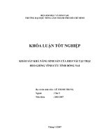 KHẢO SÁT KHẢ NĂNG SINH SẢN CỦA HEO NÁI TẠI TRẠI HEO GIỐNG VĨNH CỬU TỈNH ĐỒNG NAI