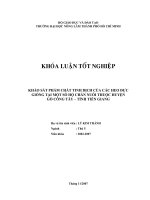 KHẢO SÁT PHẨM CHẤT TINH DỊCH CỦA CÁC HEO ĐỰC GIỐNG TẠI MỘT SỐ HỘ CHĂN NUÔI THUỘC HUYỆN GÒ CÔNG TÂY – TỈNH TIỀN GIANG