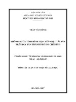 Phòng ngừa tình hình tội cướp giật tài sản trên địa bàn thành phố Hồ Chí Minh (tt)
