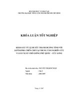 KHẢO SÁT TỶ LỆ HUYẾT THANH DƯƠNG TÍNH VỚI LEPTOSPIRA TRÊN CHÓ TẠI TRUNG TÂM NGHIÊN CỨU VÀ SẢN XUẤT CHÓ GIỐNG PHÚ QUỐC – CỬU LONG