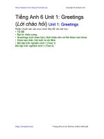 Unit 1 lớp 6: Greetings | Giải bài tập Tiếng Anh 6 hay nhất tại VietJack PDF